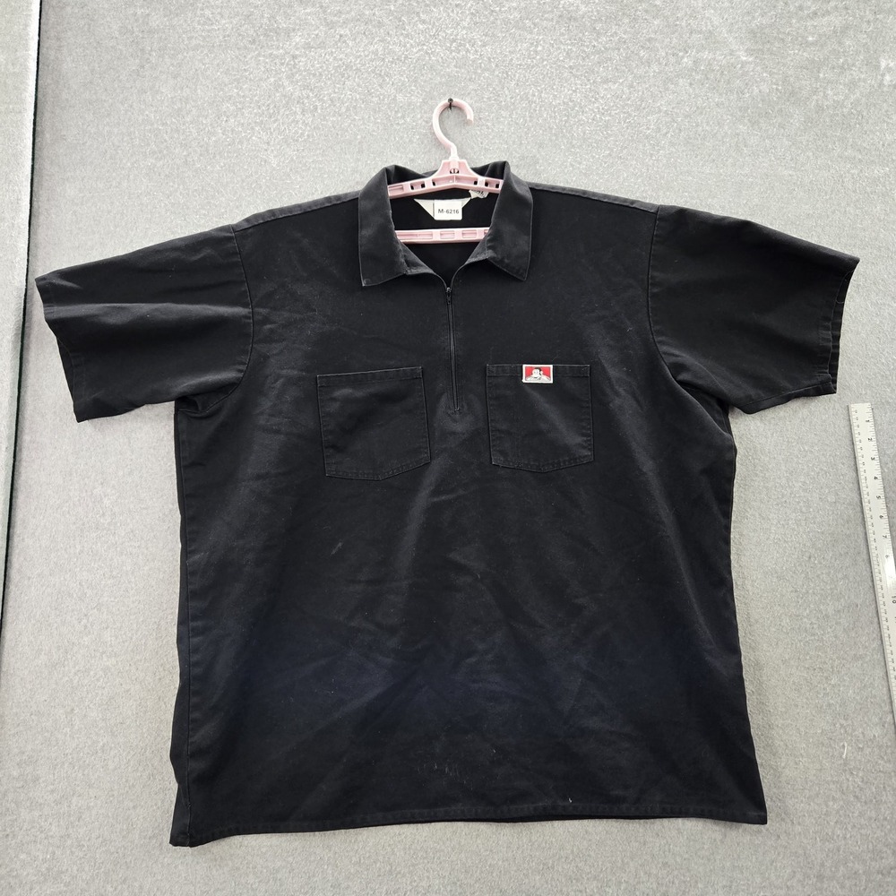 Ben Davis Men Polo Shirt 3XL Black Workwear Logo‎ Short Sleeve Cotton Collar